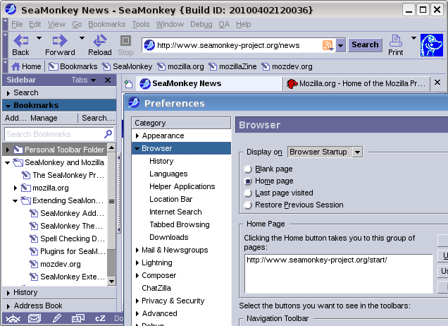 EarlyBlue-themed browser